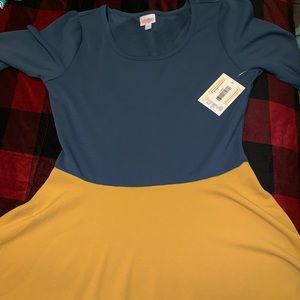 Lularoe Nicole Dress XL navy and gold WV colors